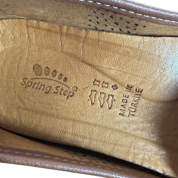 SPRING STEP SLIP-ON LOAFER SHOE in Brown Leather Sz 39 US 8.5 comfort EUC - Picture 7 of 10